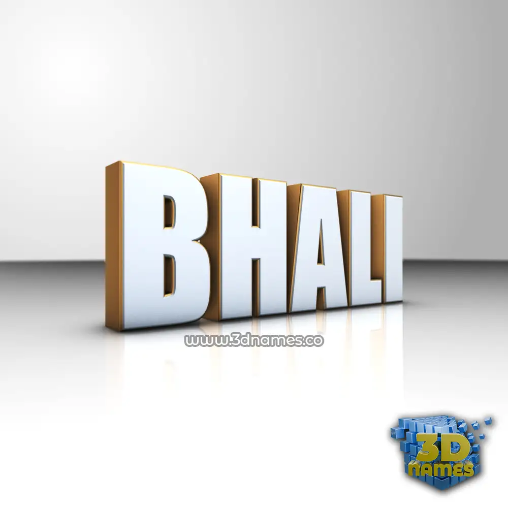 bhali in White'n'Gold style - 3D name wallpaper