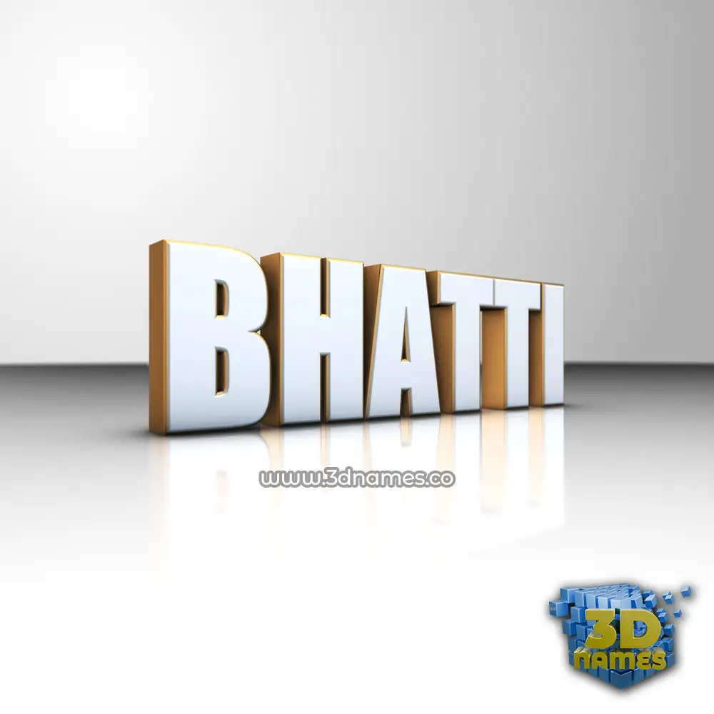bhatti in White'n'Gold style - 3D name wallpaper