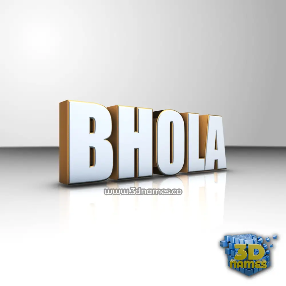 bhola in White'n'Gold style - 3D name wallpaper