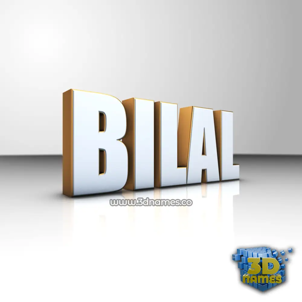 bilal in White'n'Gold style - 3D name wallpaper