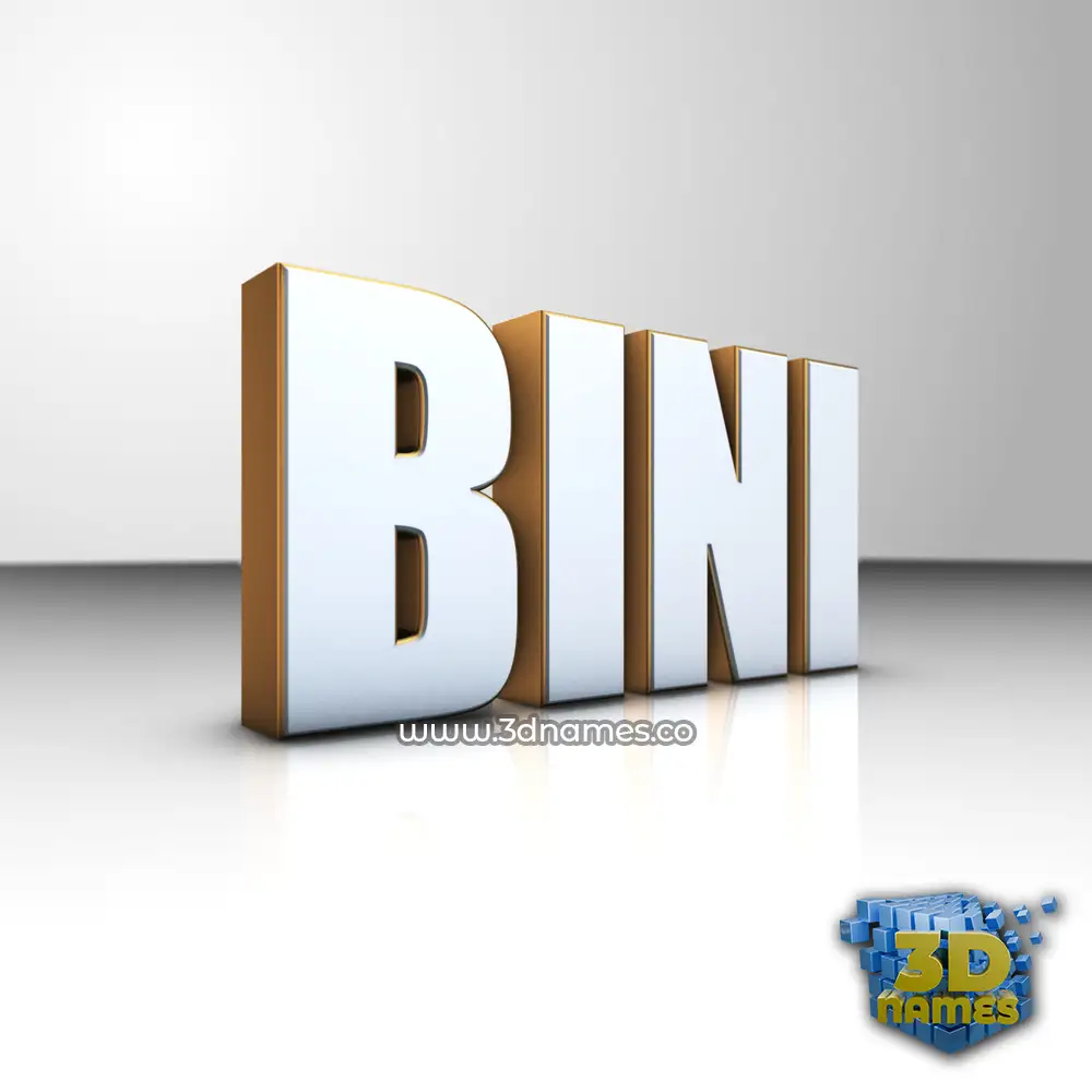 bini in White'n'Gold style - 3D name wallpaper