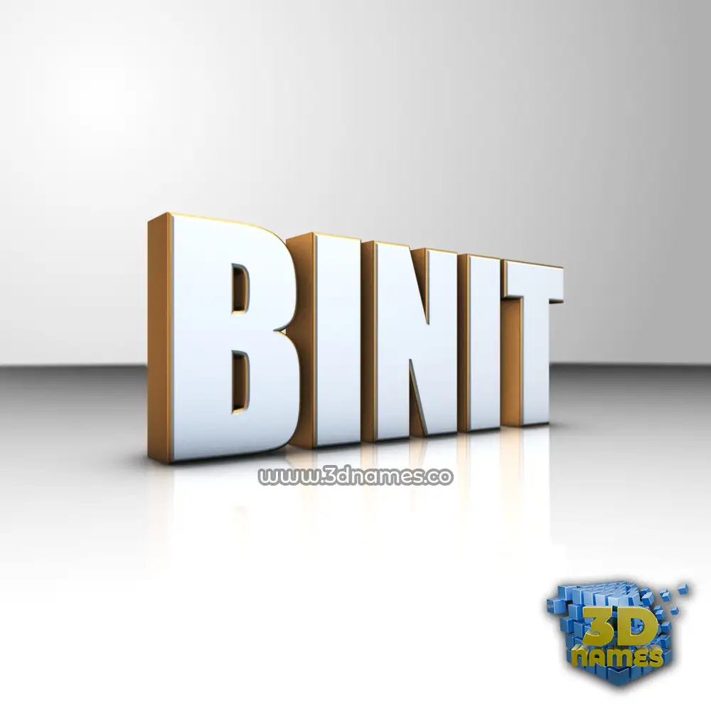 binit in White'n'Gold style - 3D name wallpaper