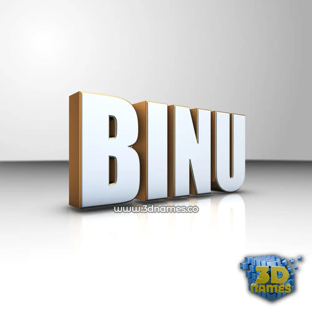 binu in White'n'Gold style - 3D name wallpaper