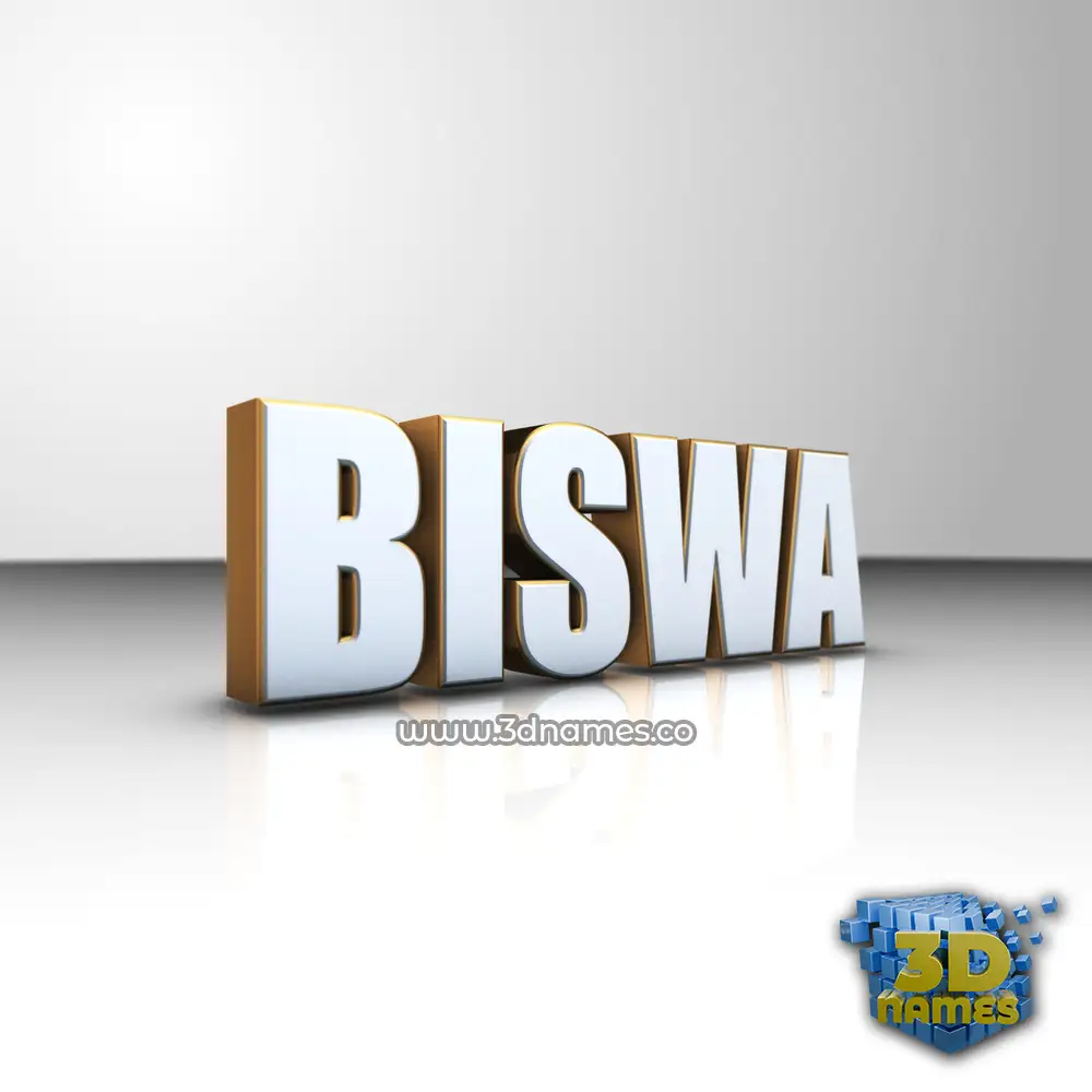 biswa in White'n'Gold style - 3D name wallpaper