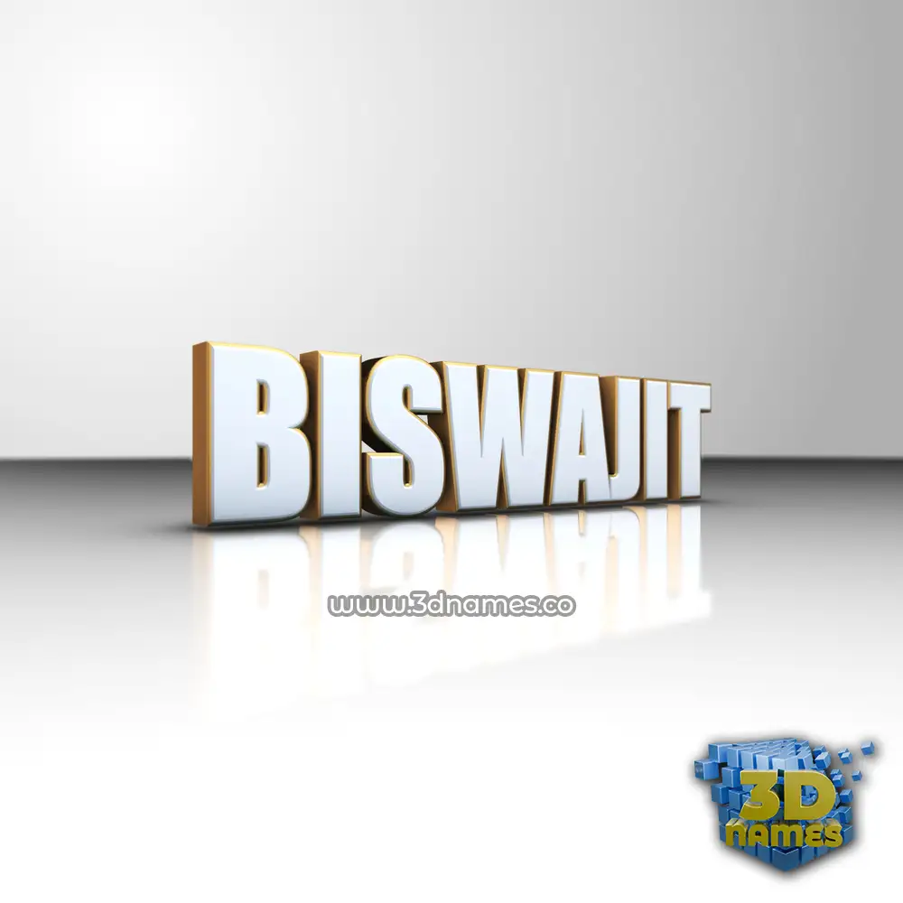 biswajit in White'n'Gold style - 3D name wallpaper