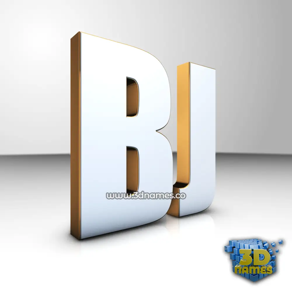 bj in White'n'Gold style - 3D name wallpaper