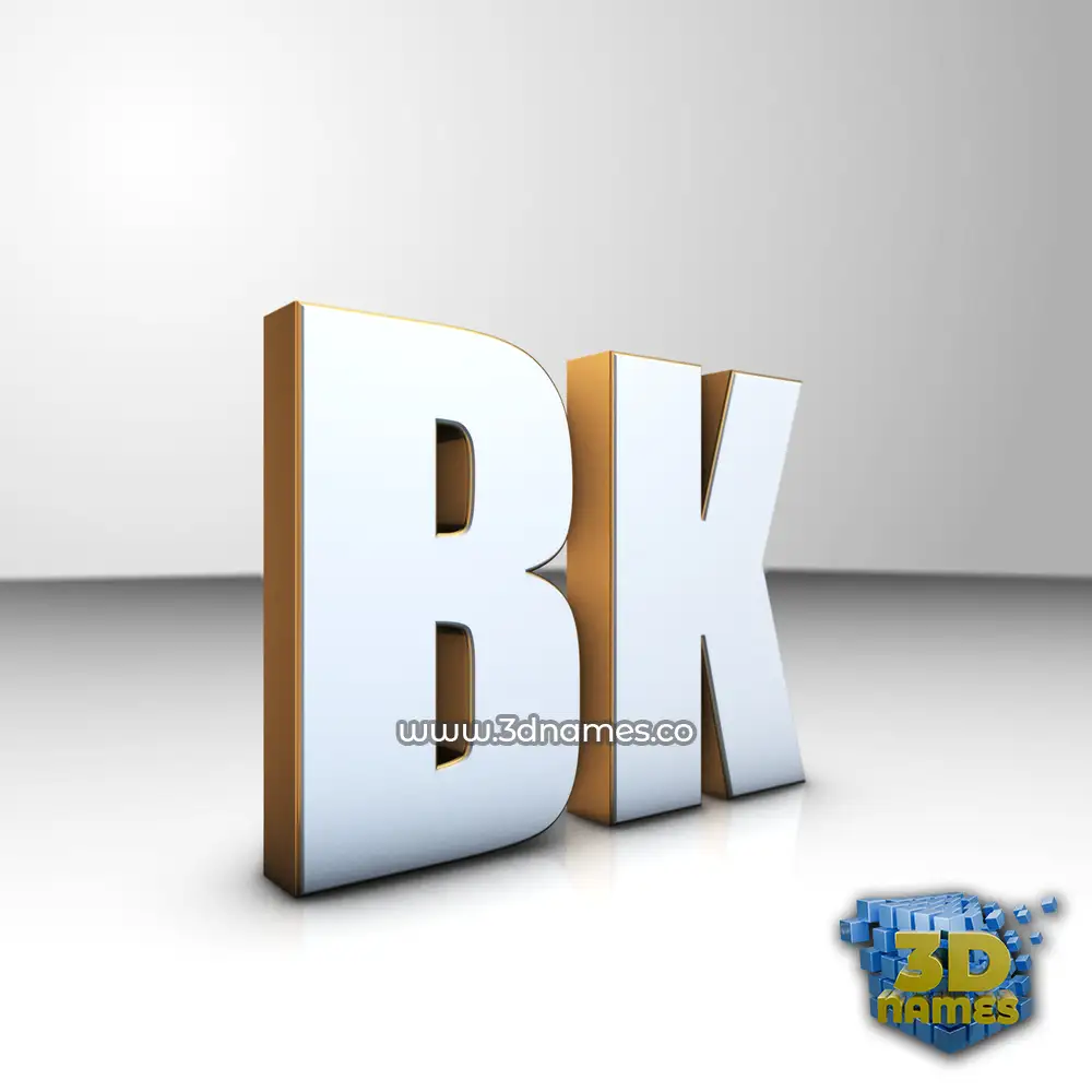 bk in White'n'Gold style - 3D name wallpaper