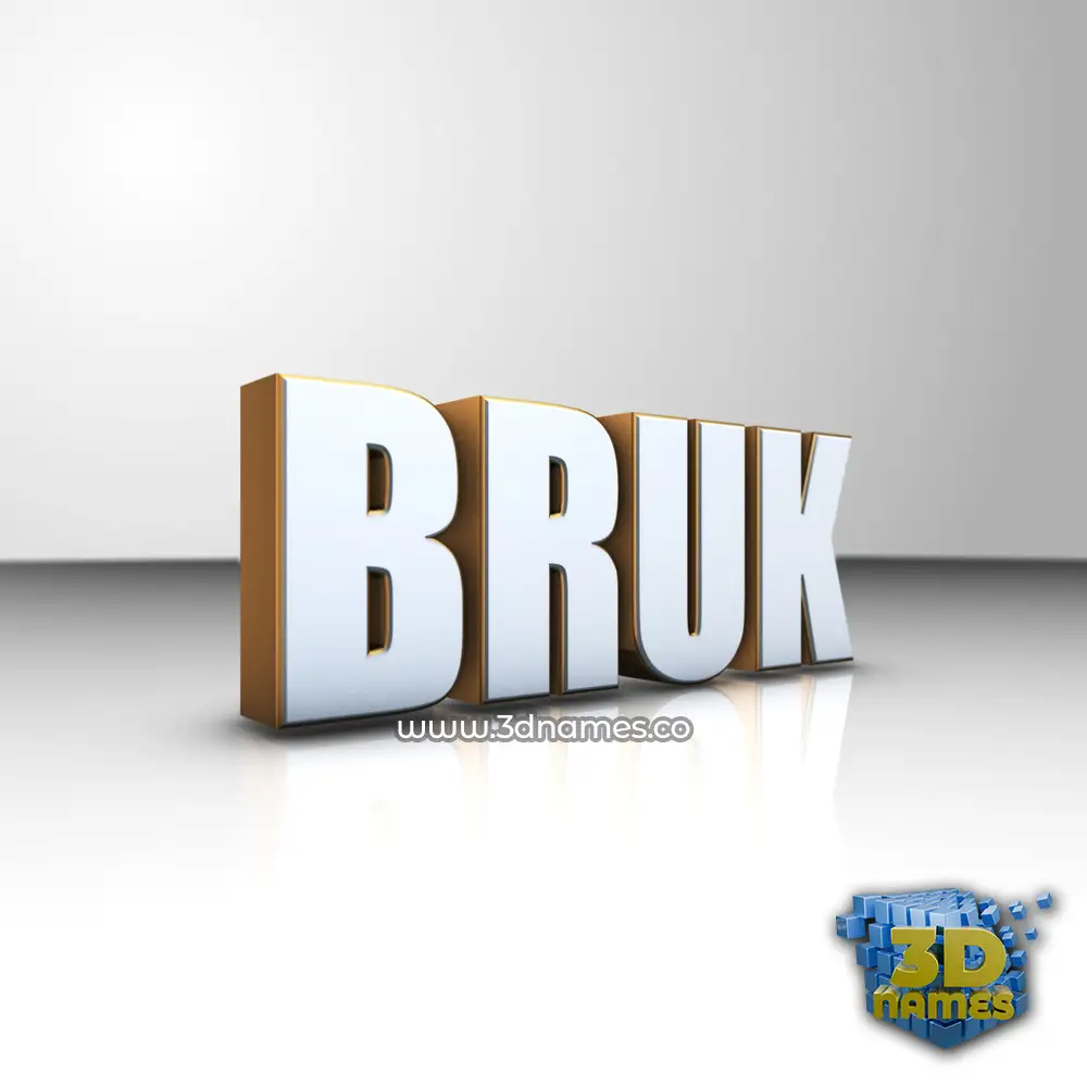 bruk in White'n'Gold style - 3D name wallpaper