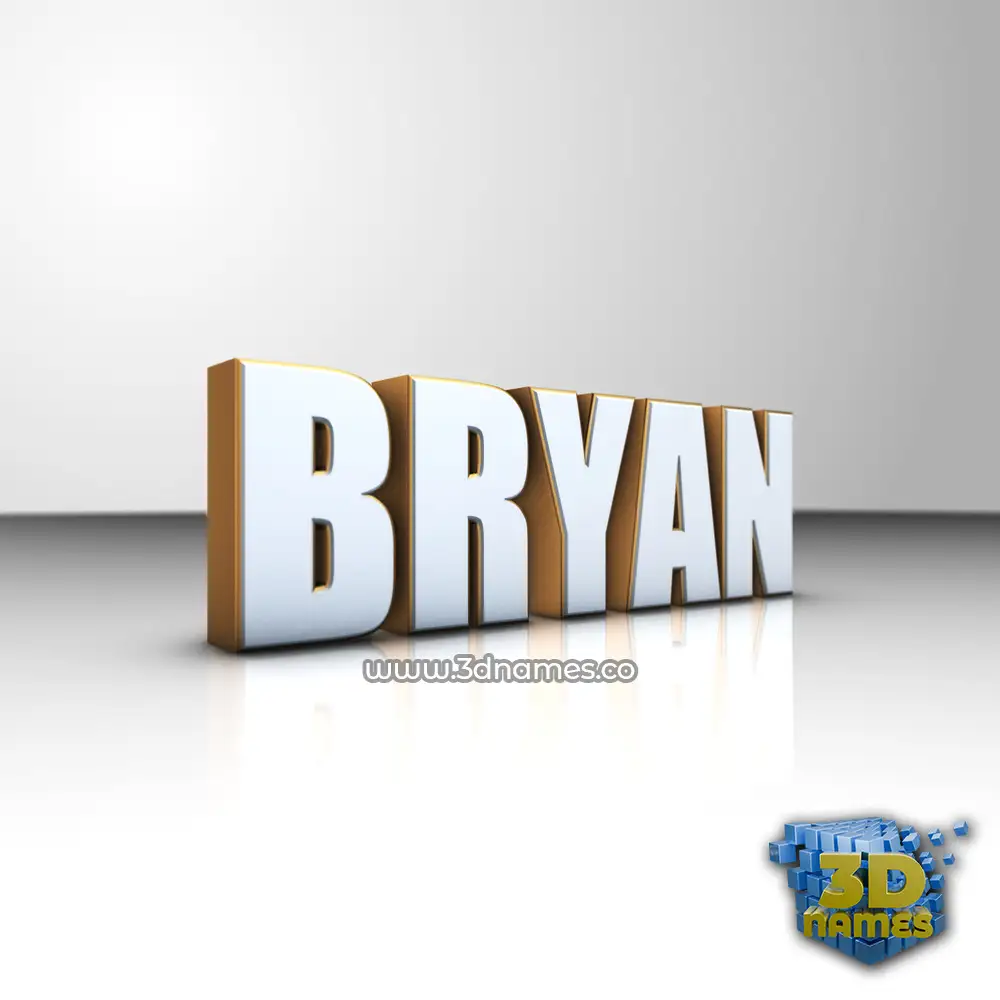 bryan in White'n'Gold style - 3D name wallpaper