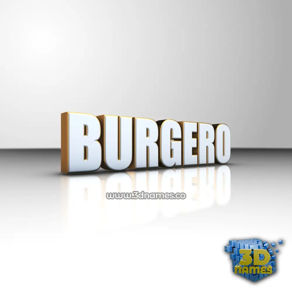 burgero in White'n'Gold style - 3D name wallpaper