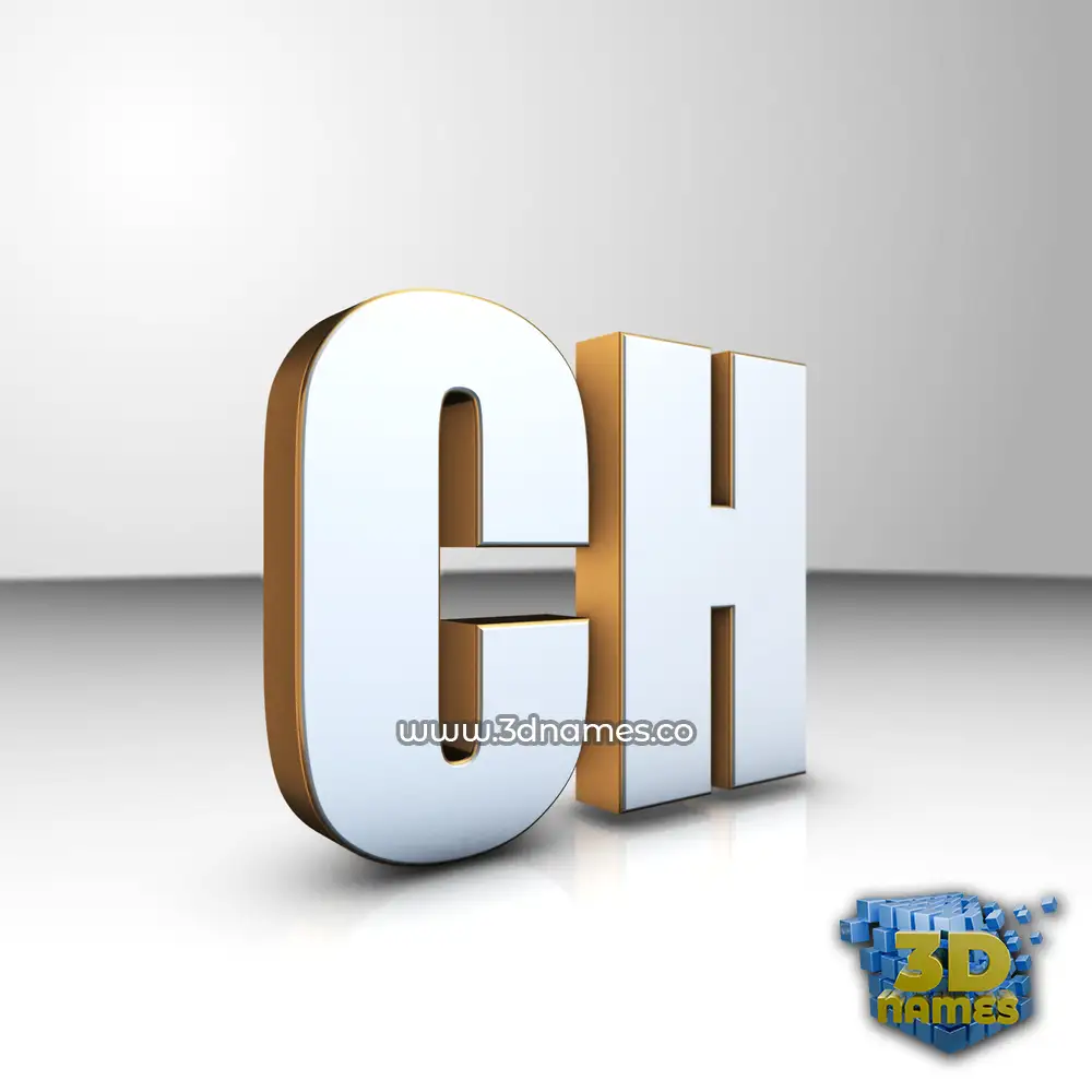 ch in White'n'Gold style - 3D name wallpaper