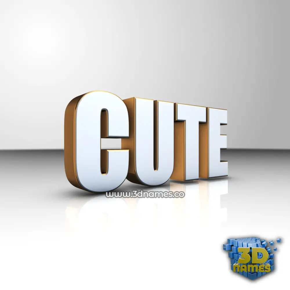 cute in White'n'Gold style - 3D name wallpaper