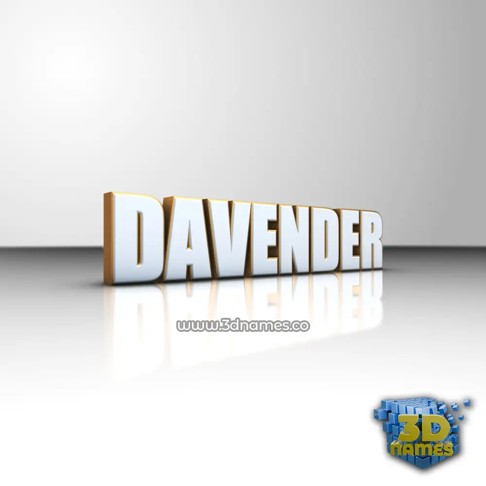 davender in White'n'Gold style - 3D name wallpaper