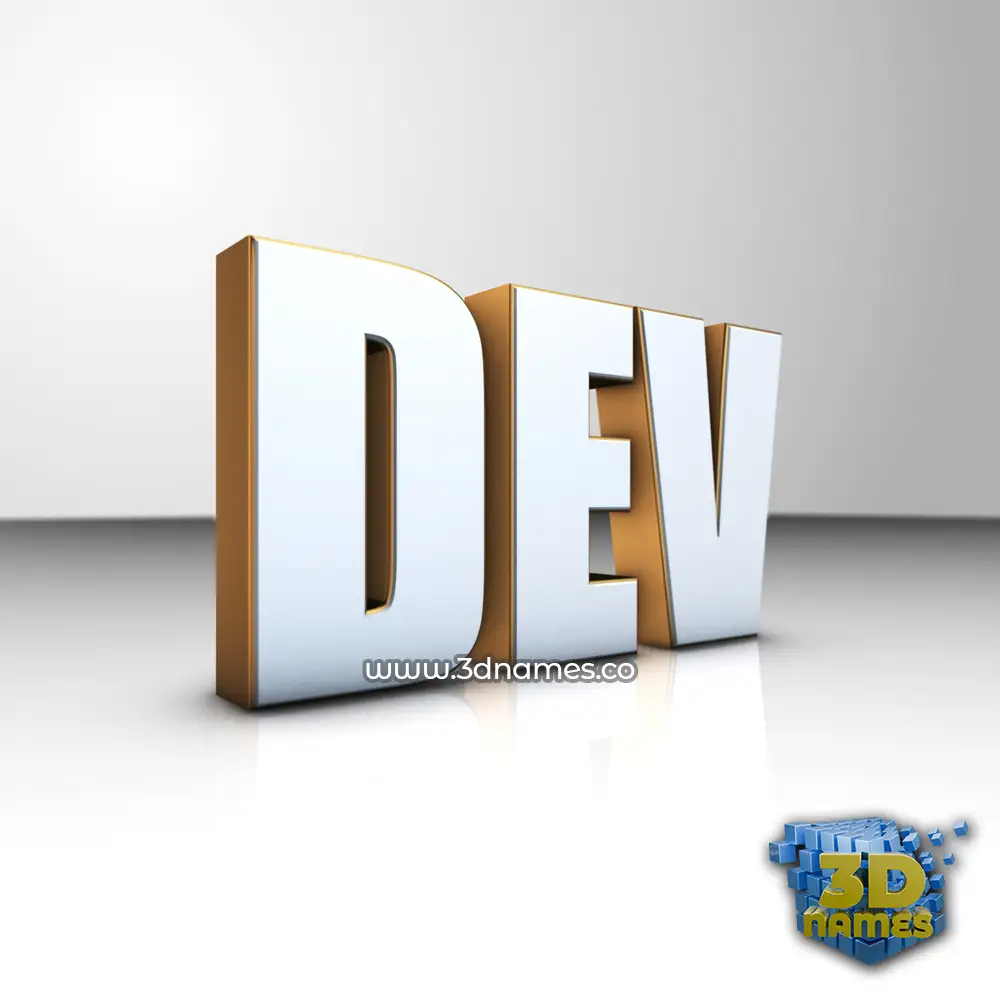 dev in White'n'Gold style - 3D name wallpaper