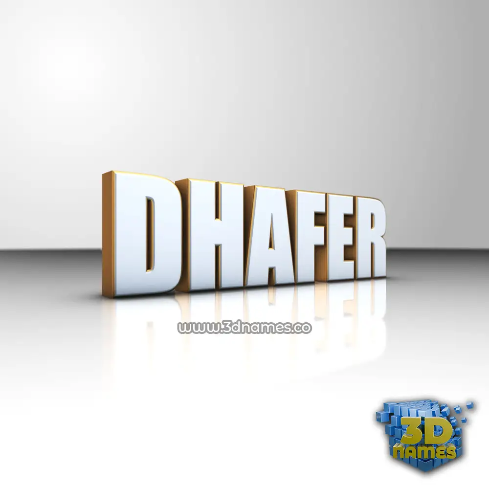 dhafer in White'n'Gold style - 3D name wallpaper
