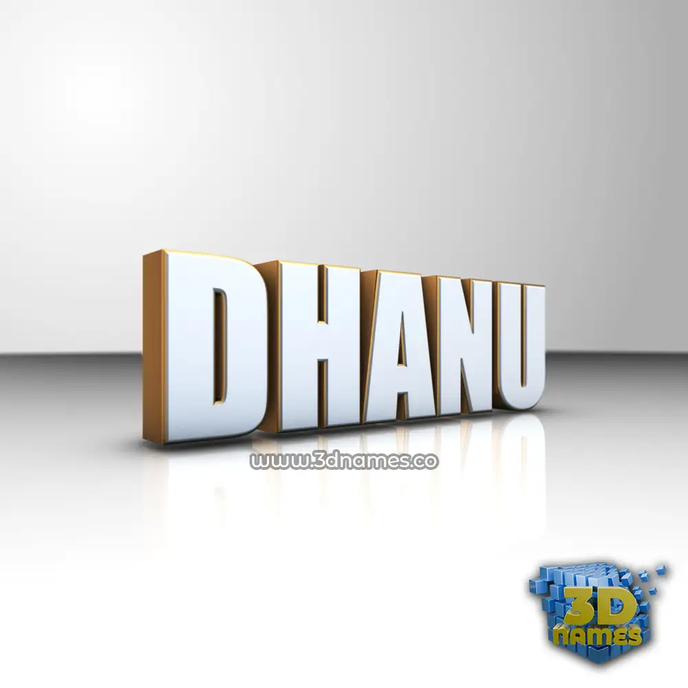 dhanu in White'n'Gold style - 3D name wallpaper