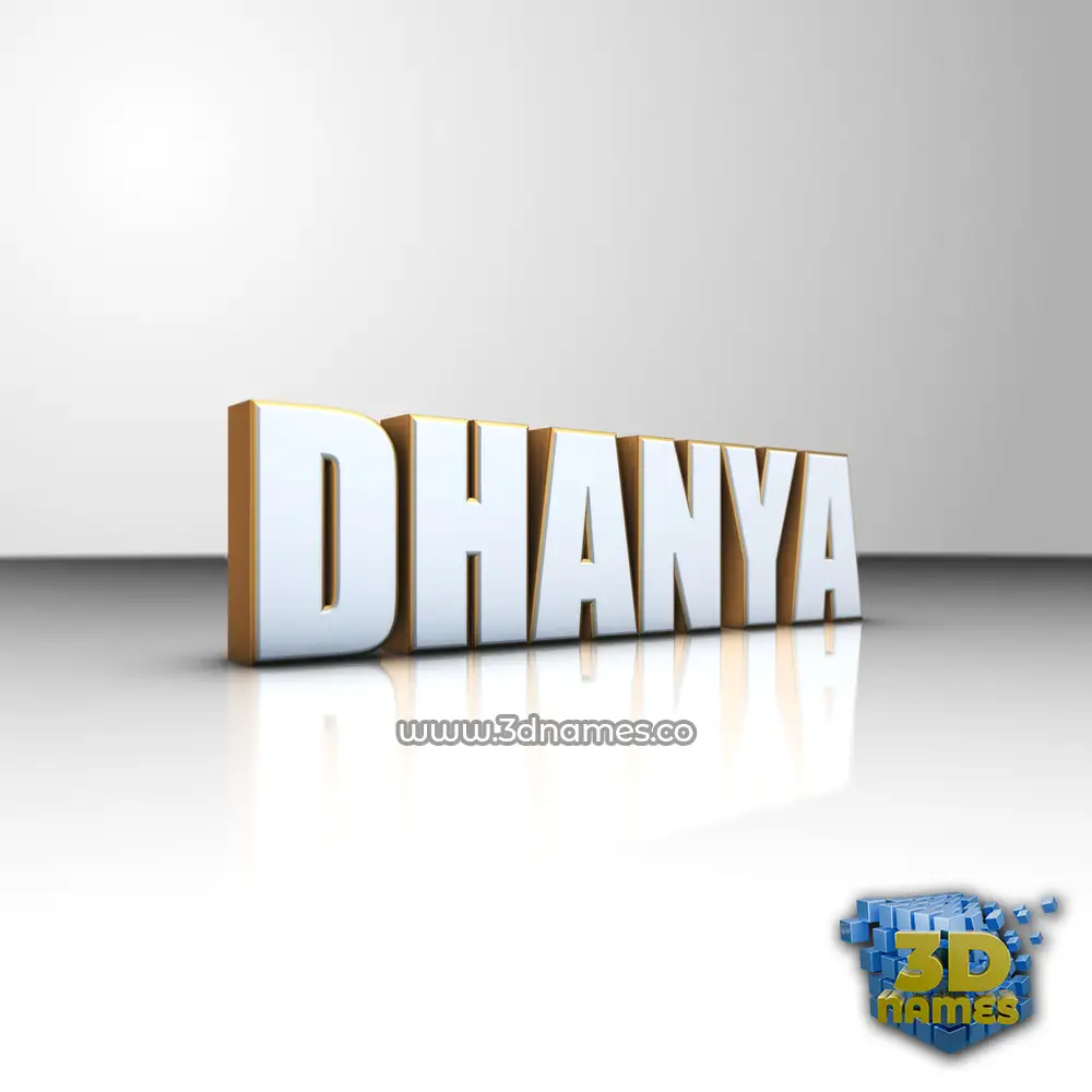 dhanya in White'n'Gold style - 3D name wallpaper