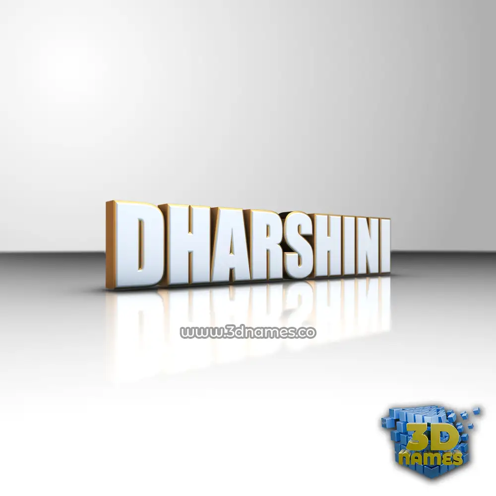 dharshini in White'n'Gold style - 3D name wallpaper