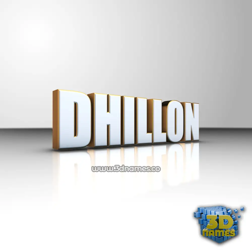 dhillon in White'n'Gold style - 3D name wallpaper