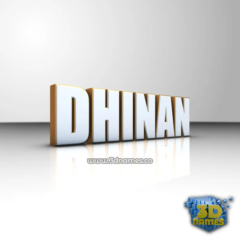dhinan in White'n'Gold style - 3D name wallpaper