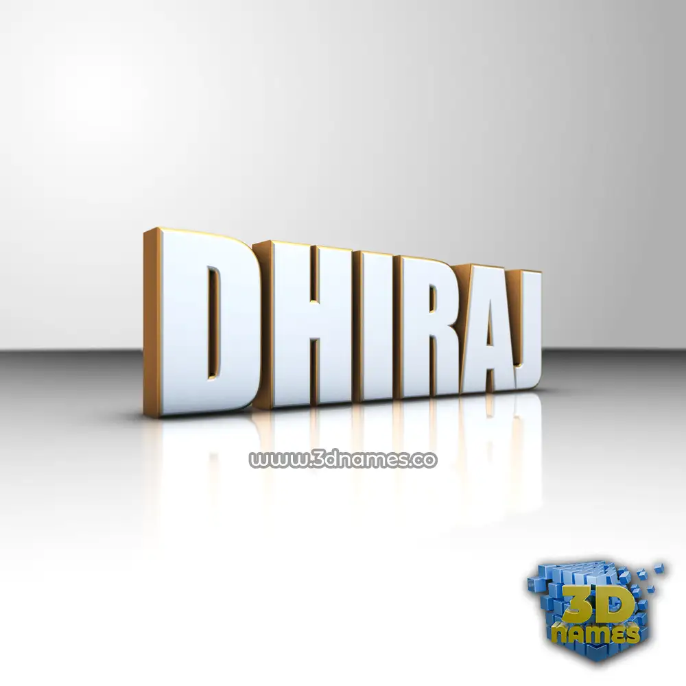 dhiraj in White'n'Gold style - 3D name wallpaper