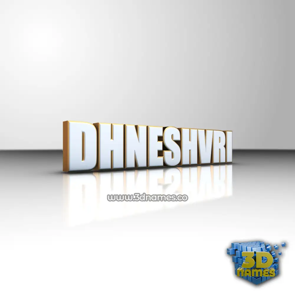 dhneshvri in White'n'Gold style - 3D name wallpaper
