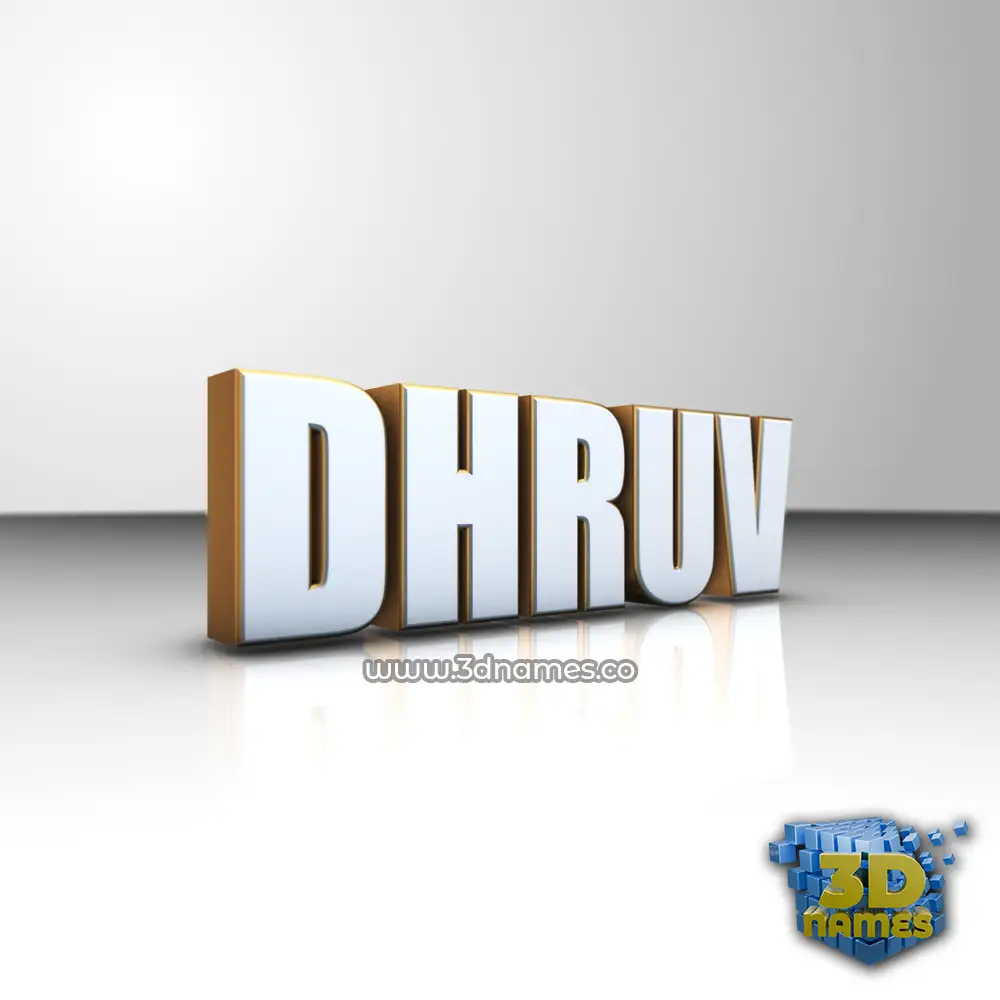 dhruv in White'n'Gold style - 3D name wallpaper