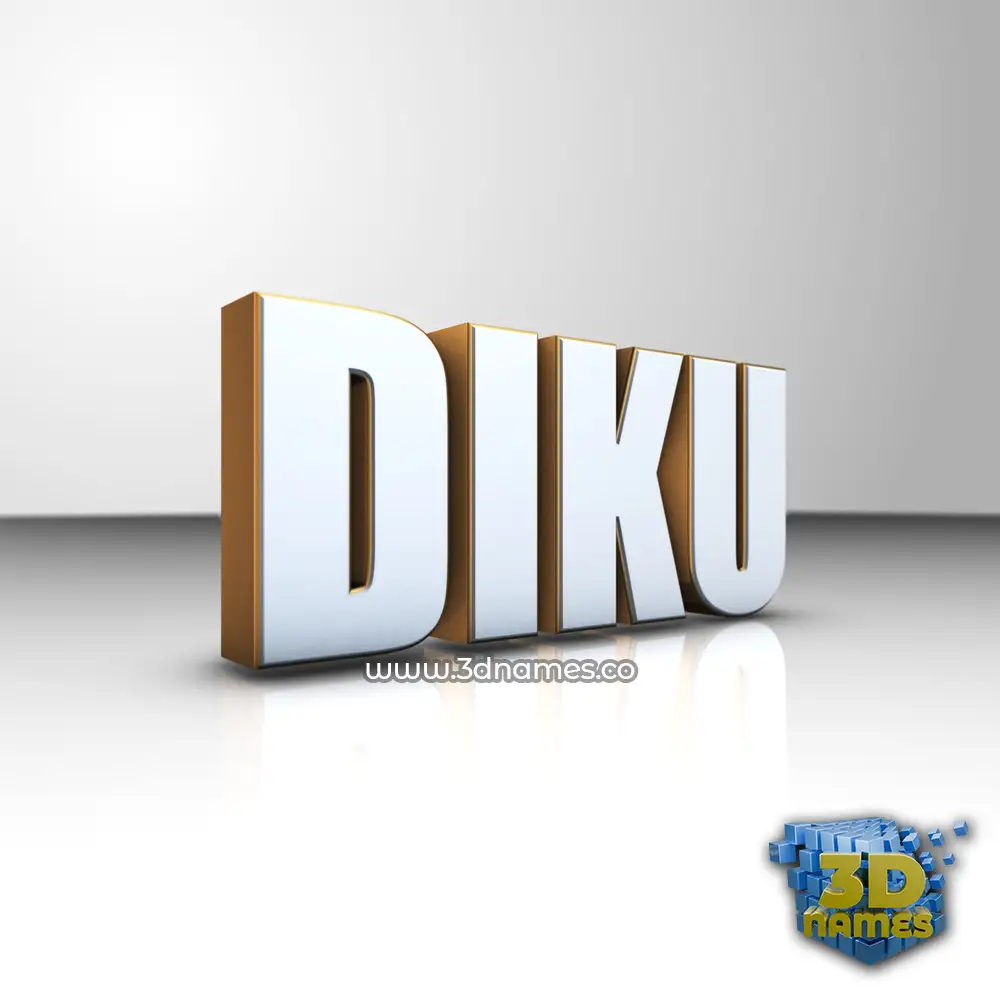 diku in White'n'Gold style - 3D name wallpaper