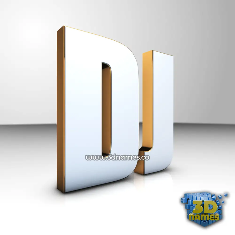 dj in White'n'Gold style - 3D name wallpaper