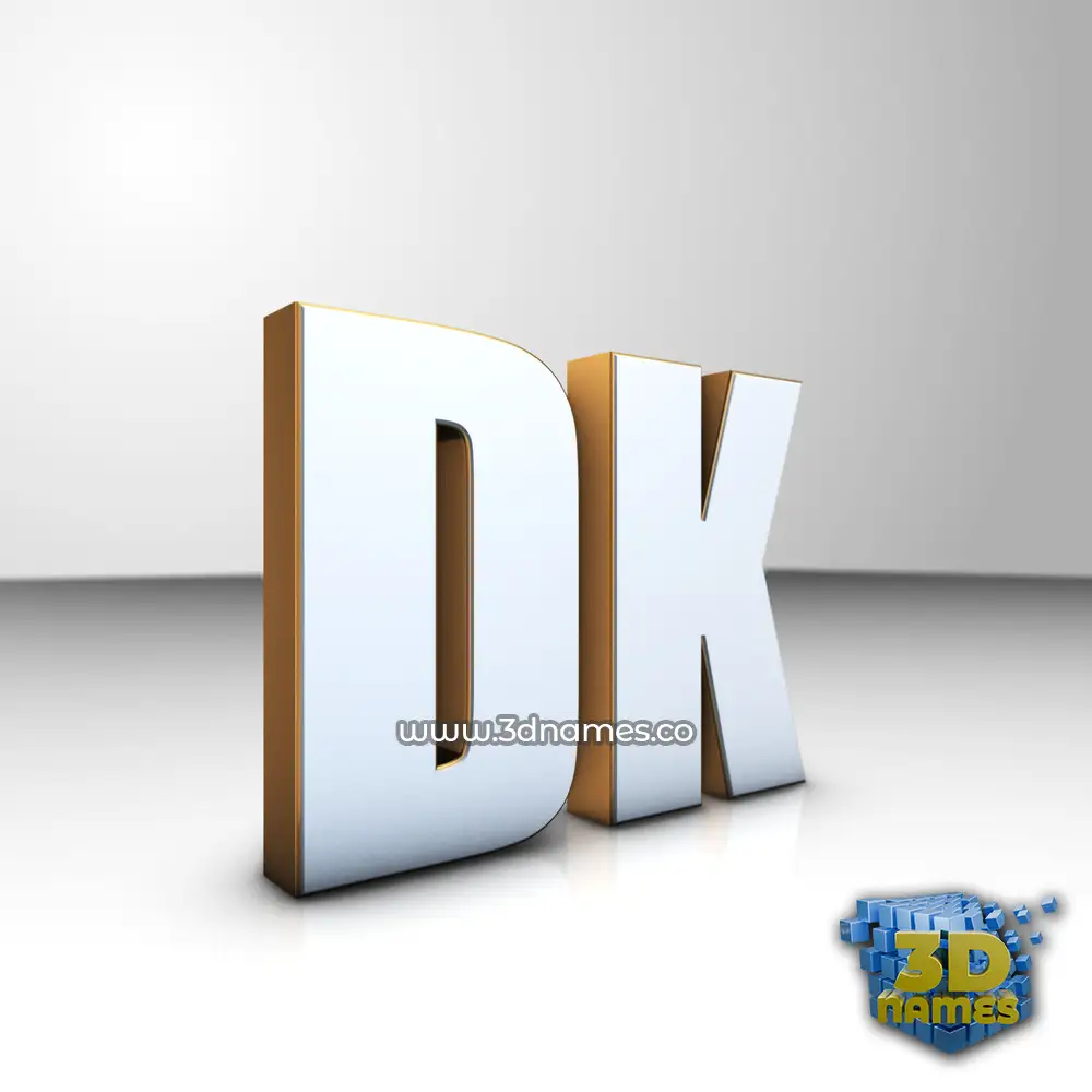 dk in White'n'Gold style - 3D name wallpaper