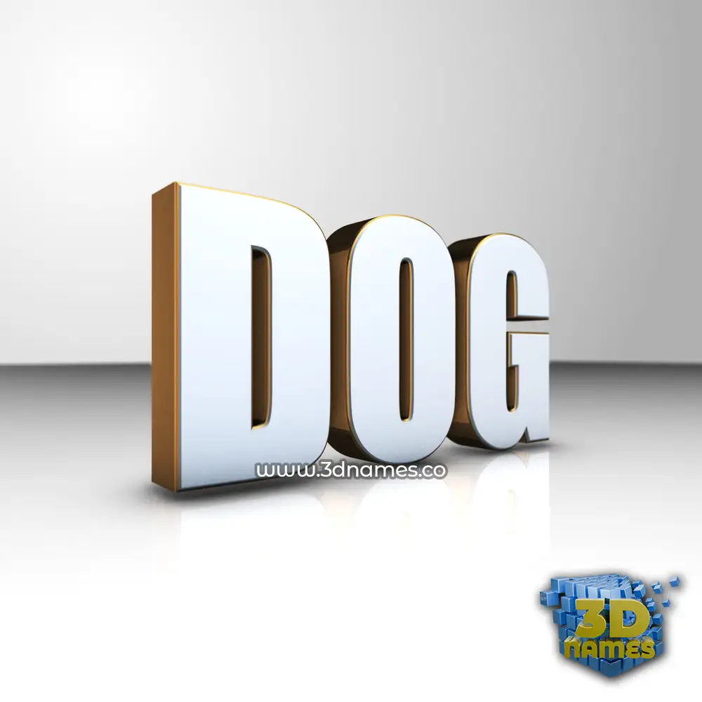 dog in White'n'Gold style - 3D name wallpaper