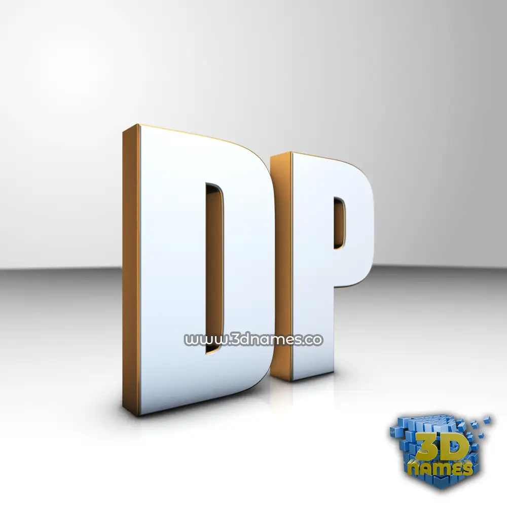 dp in White'n'Gold style - 3D name wallpaper