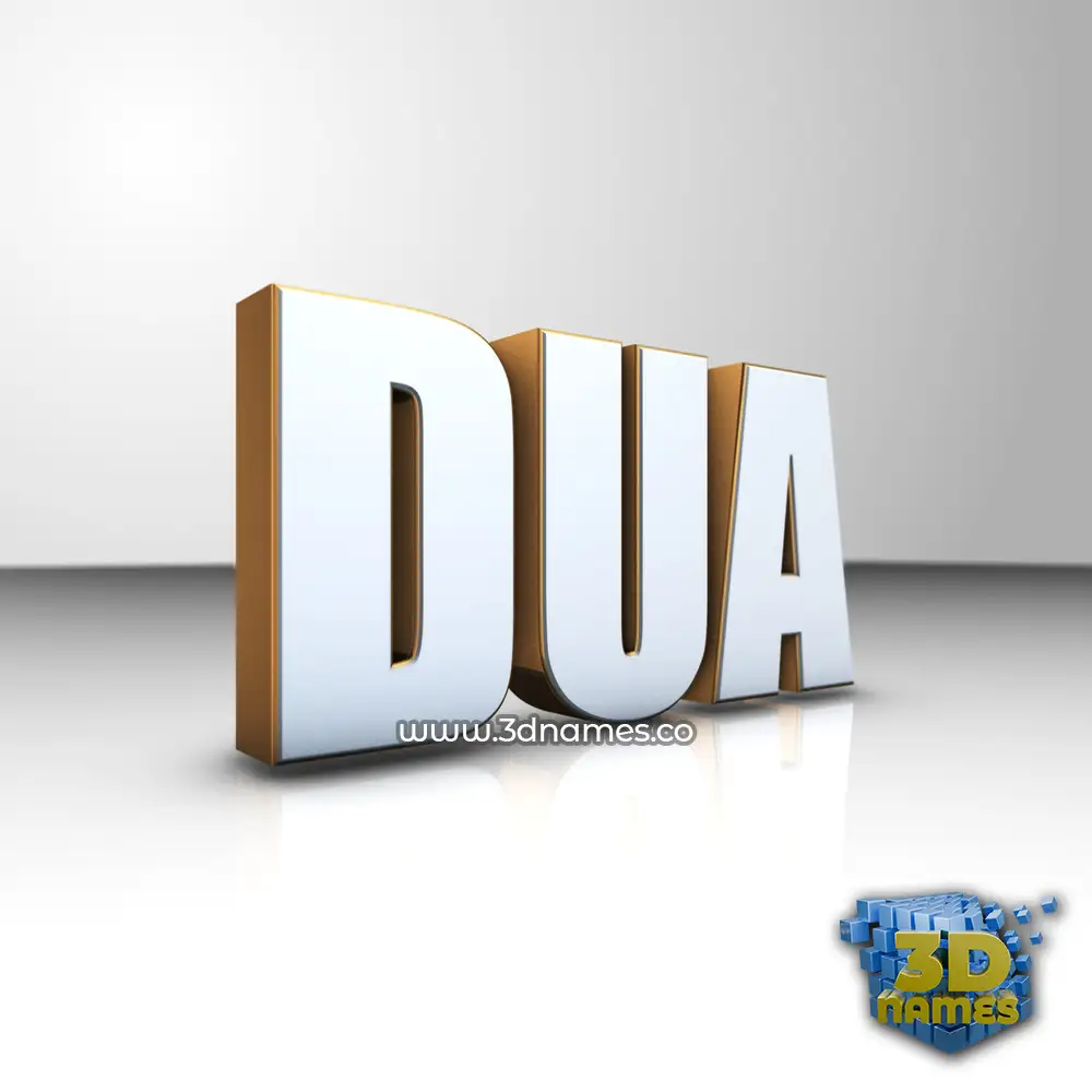 dua in White'n'Gold style - 3D name wallpaper