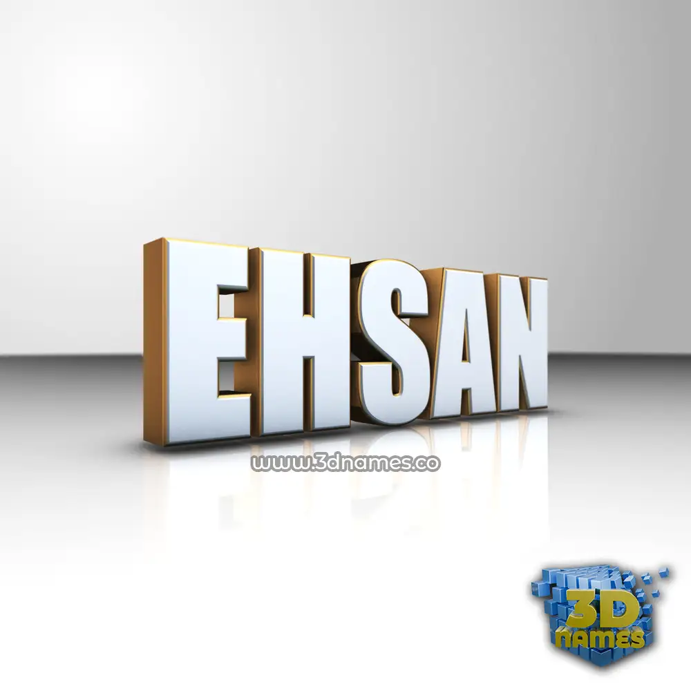ehsan in White'n'Gold style - 3D name wallpaper
