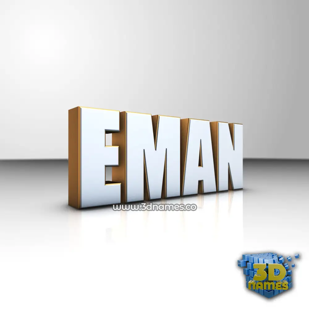 eman in White'n'Gold style - 3D name wallpaper