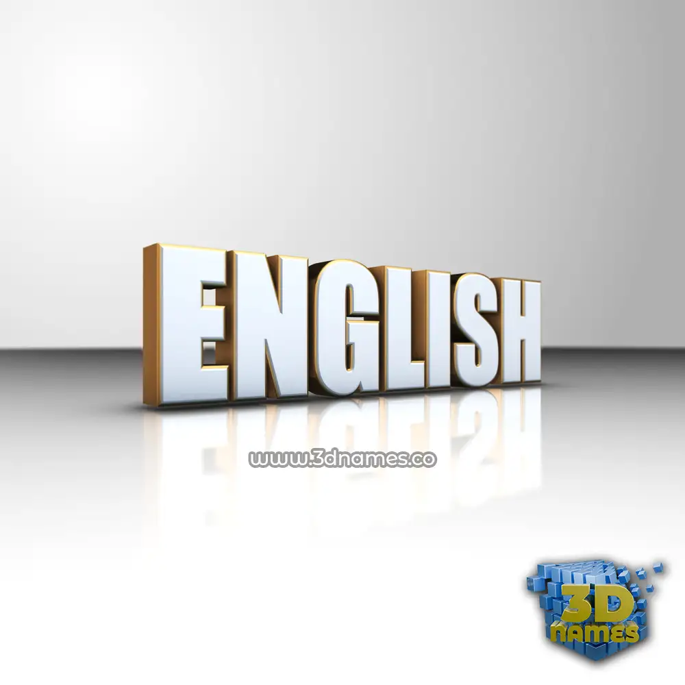 english in White'n'Gold style - 3D name wallpaper