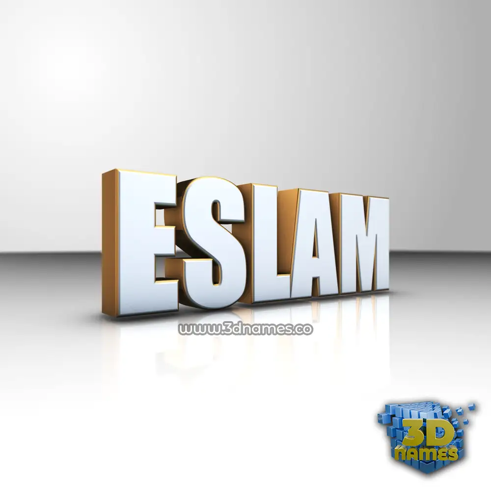 eslam in White'n'Gold style - 3D name wallpaper