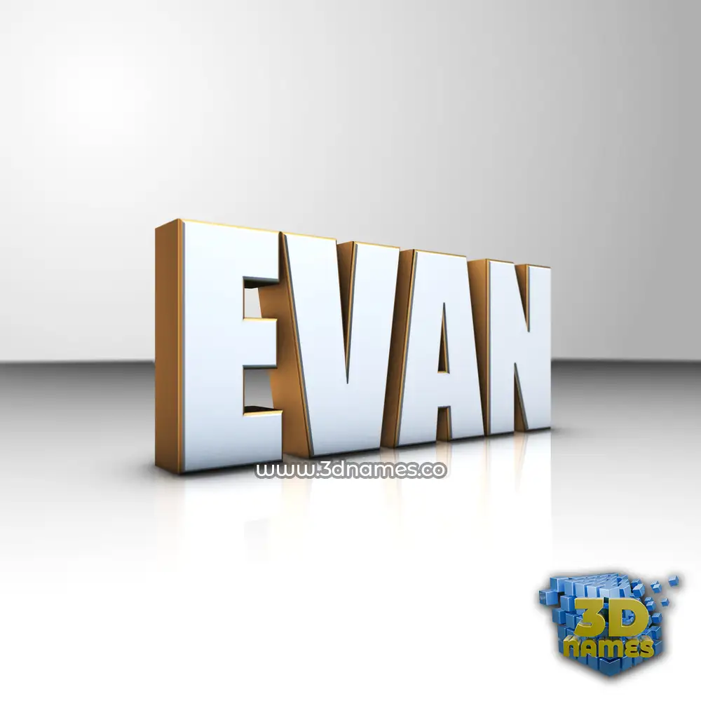 evan in White'n'Gold style - 3D name wallpaper