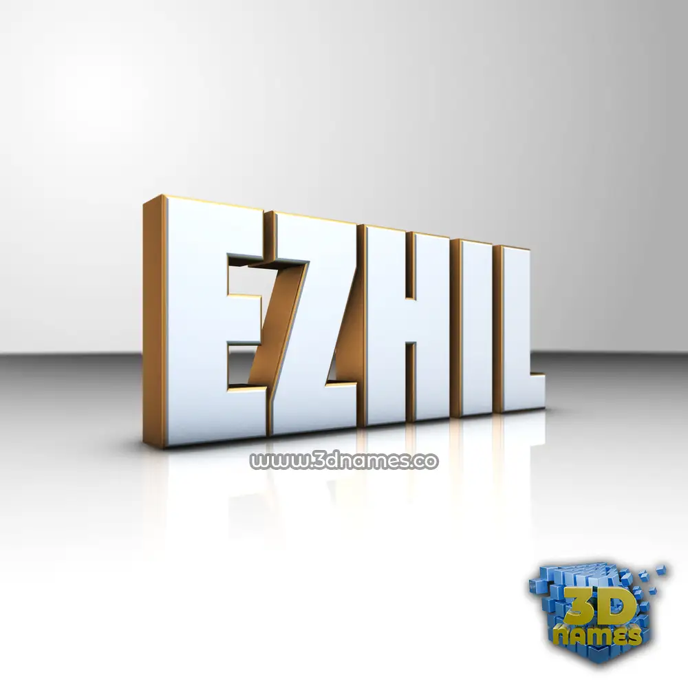 ezhil in White'n'Gold style - 3D name wallpaper