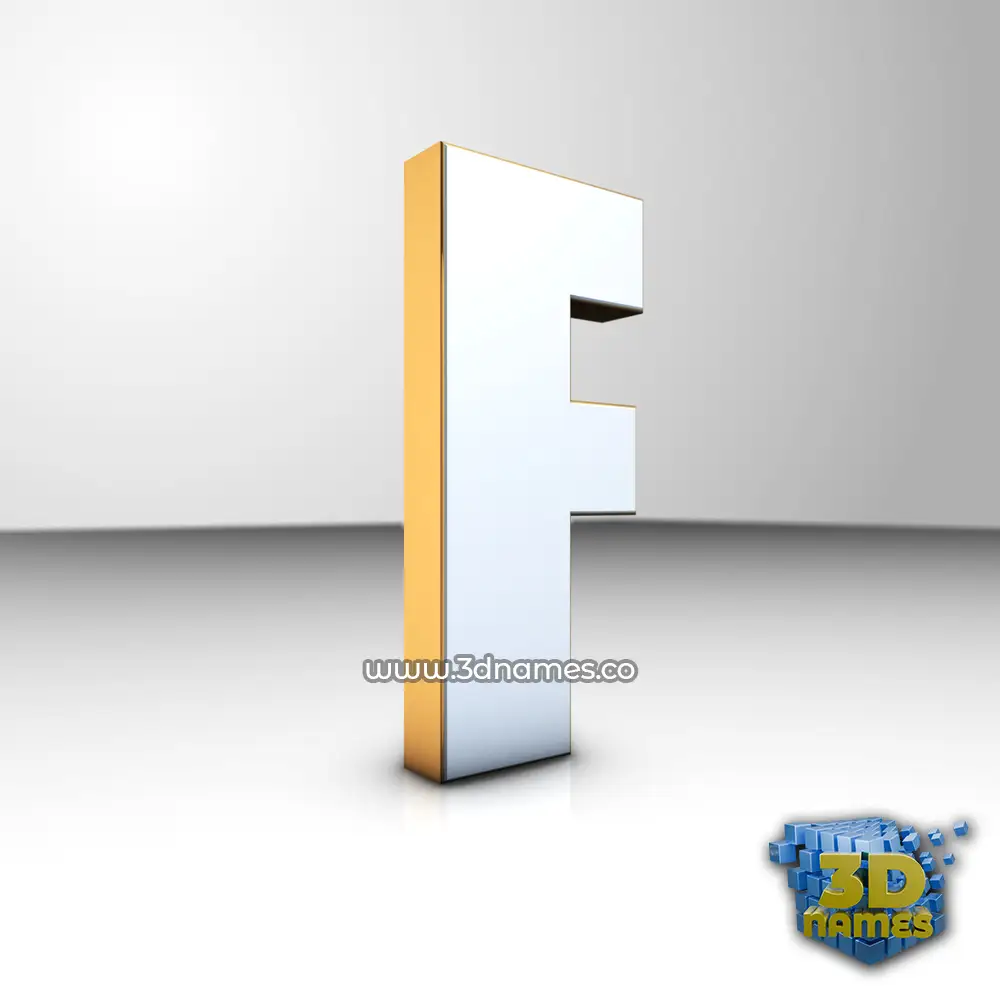f in White'n'Gold style - 3D name wallpaper