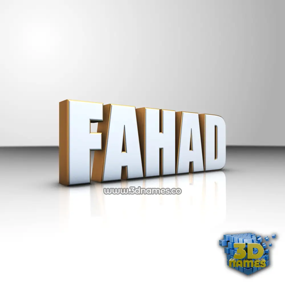 fahad in White'n'Gold style - 3D name wallpaper