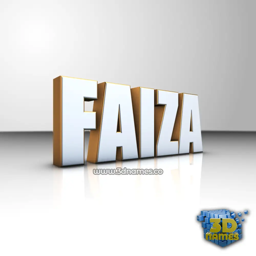 faiza in White'n'Gold style - 3D name wallpaper