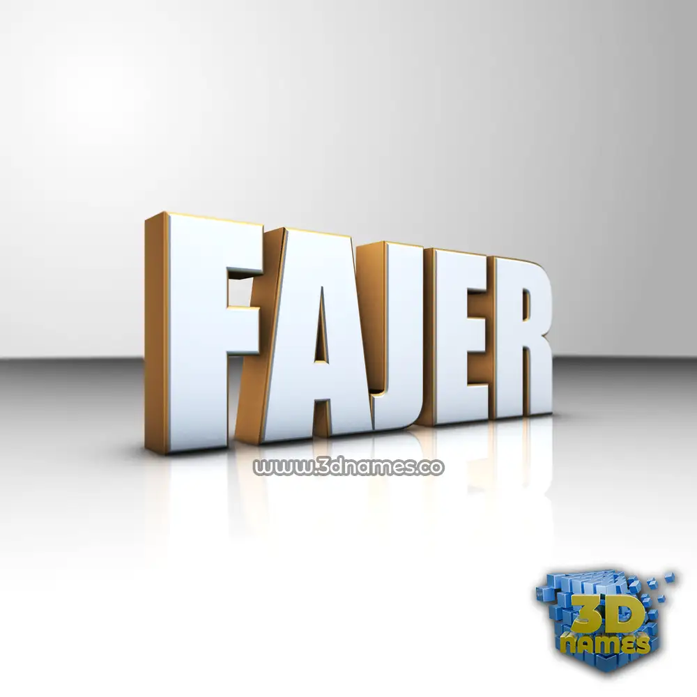 fajer in White'n'Gold style - 3D name wallpaper