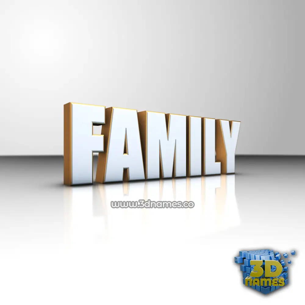 family in White'n'Gold style - 3D name wallpaper