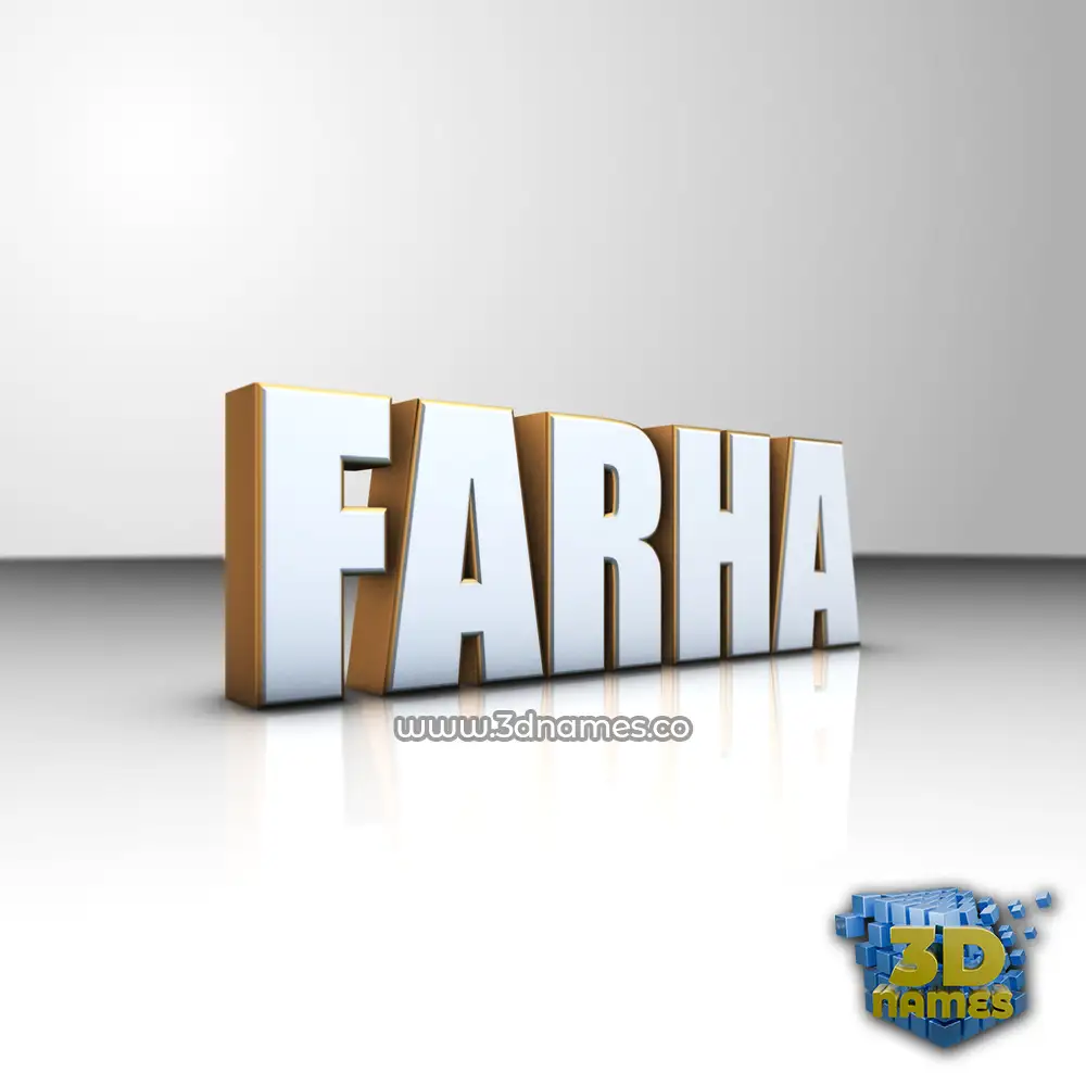 farha in White'n'Gold style - 3D name wallpaper