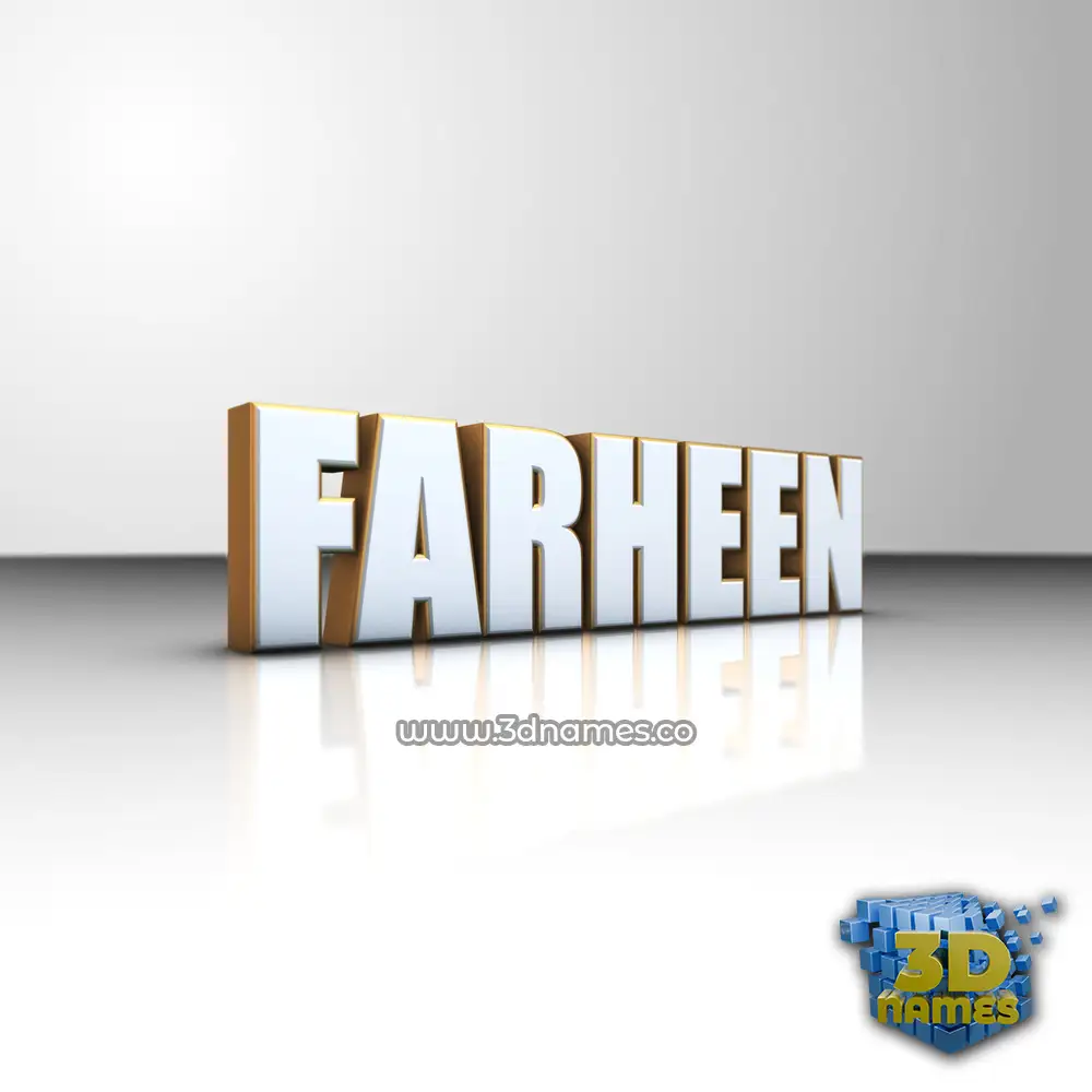 farheen in White'n'Gold style - 3D name wallpaper