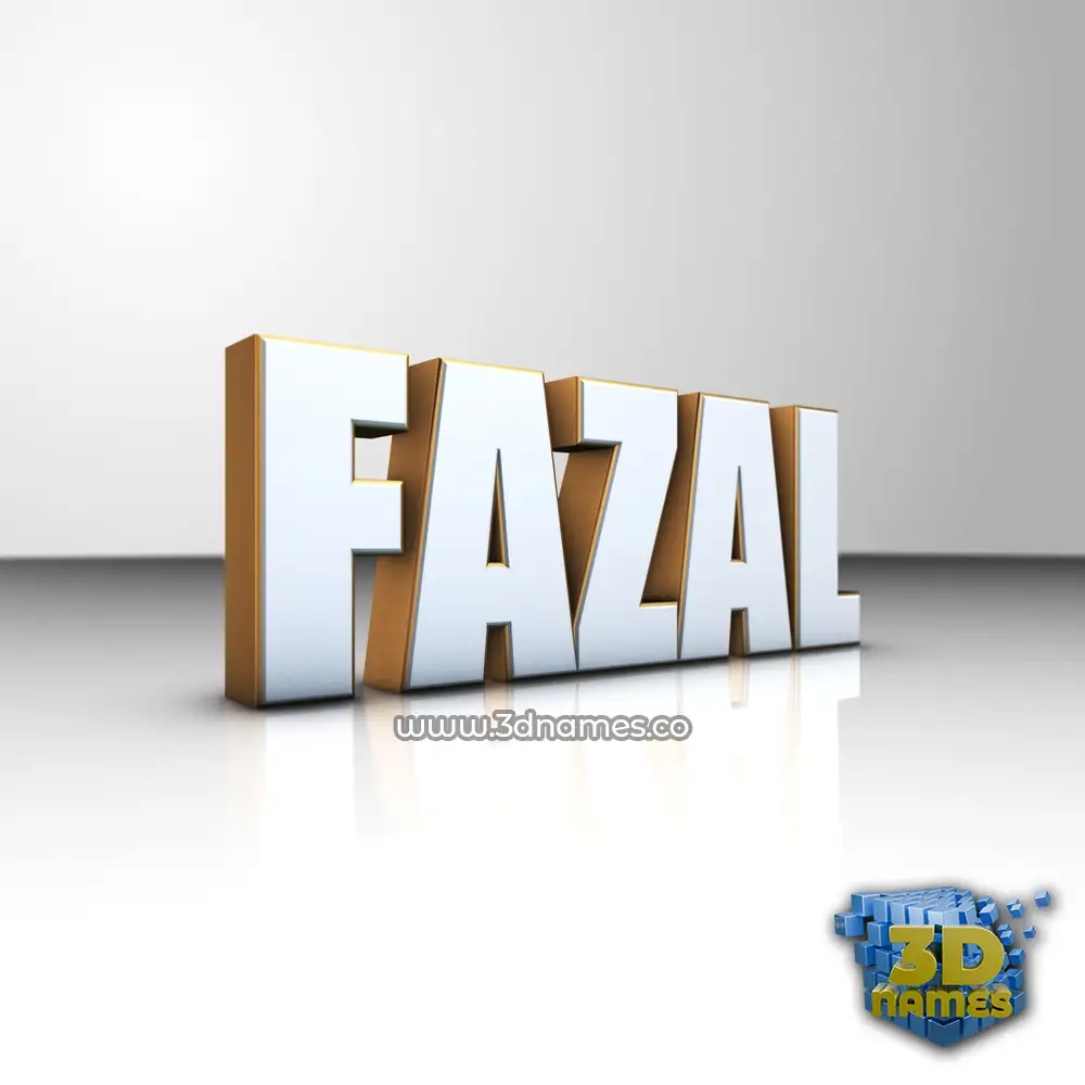 fazal in White'n'Gold style - 3D name wallpaper