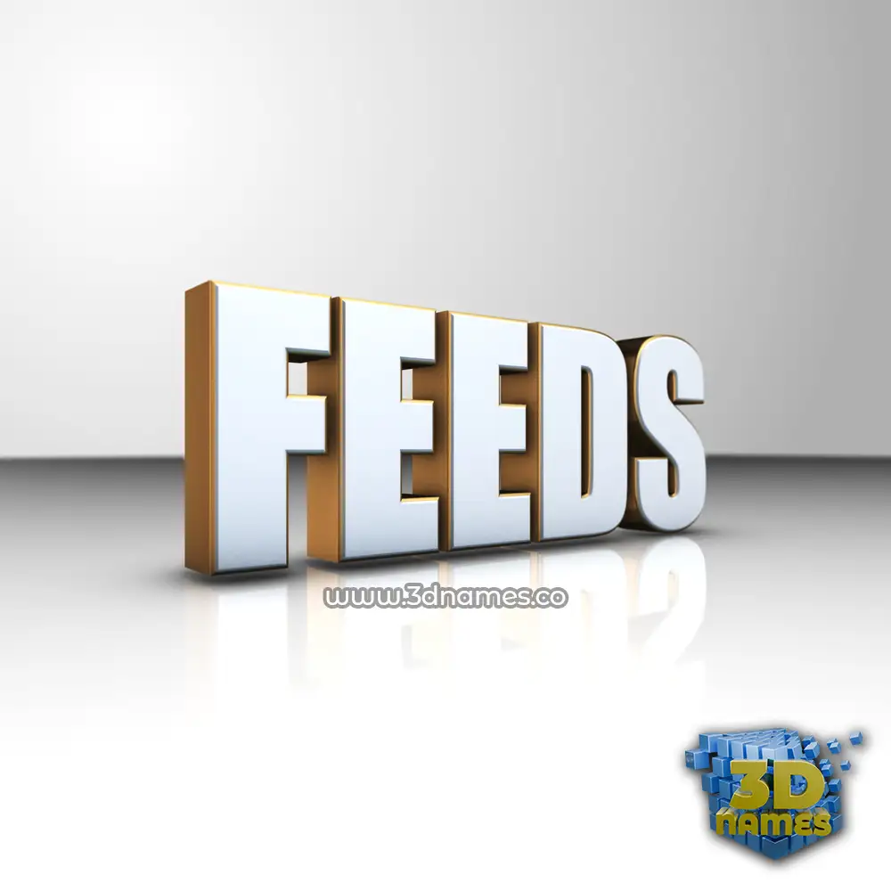 feeds in White'n'Gold style - 3D name wallpaper
