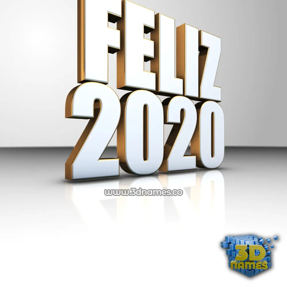 feliz 2020 in White'n'Gold style - 3D name wallpaper