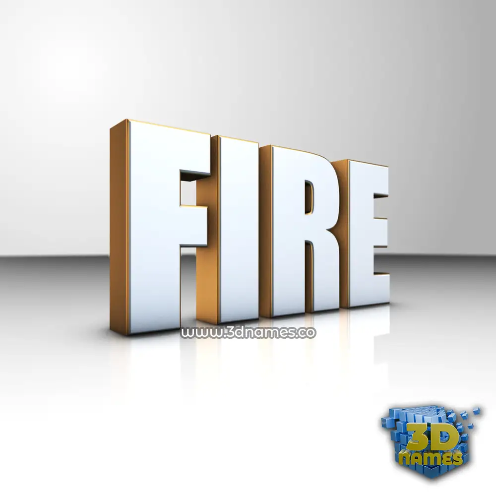 fire in White'n'Gold style - 3D name wallpaper